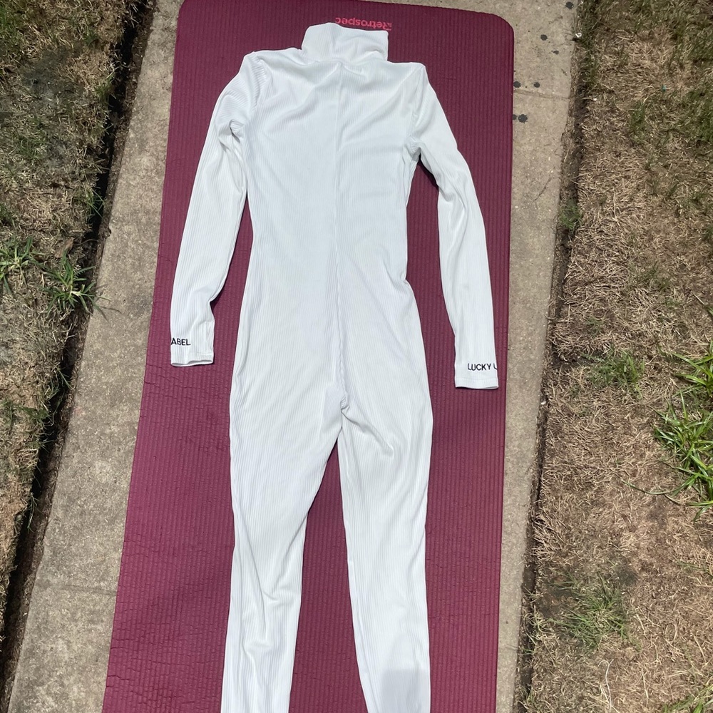 Long sleeve white turtleneck Jumpsuit